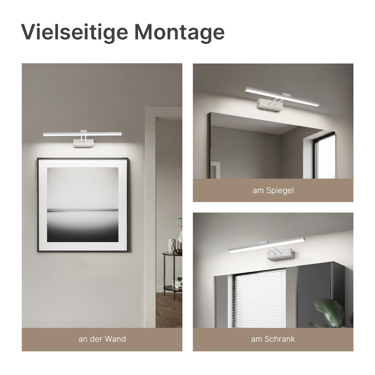 SPIEGELLEUCHTE LED Weiß 6500K 40/16/4 cm - Weiß, Kunststoff (4/40/16cm) - EMKE