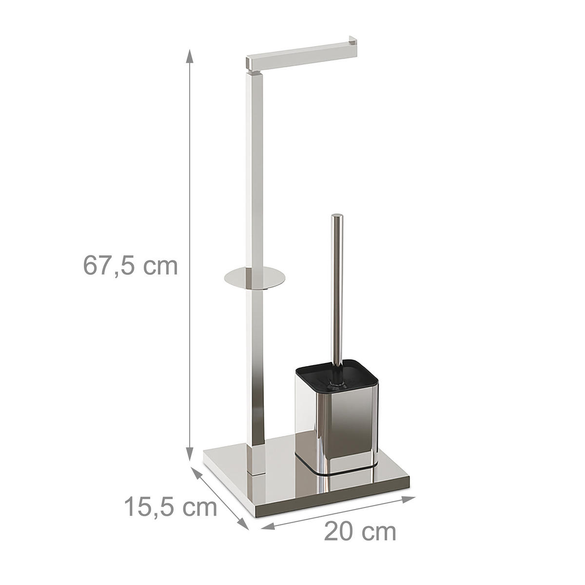 WC-GARNITUR - Silberfarben, Kunststoff/Metall (20/67.5/15.5cm) - Relaxdays