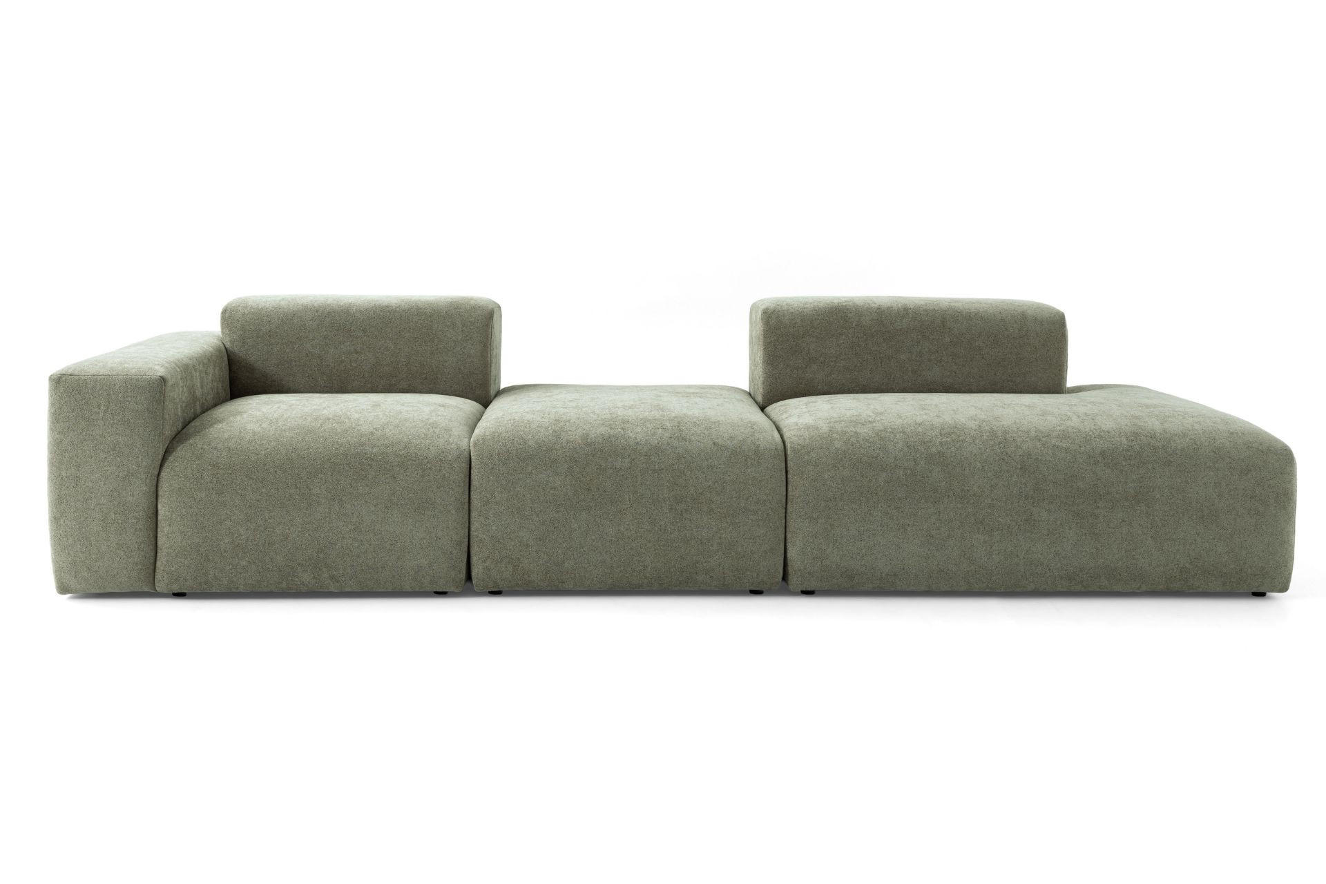 4-SITZER modulares Sofa HEAVEN SET 4 Rechts, Breite 335 cm Webstoff Grün - Schwarz/Grün, Holz/Kunststoff (102/71/335cm) - Muffo