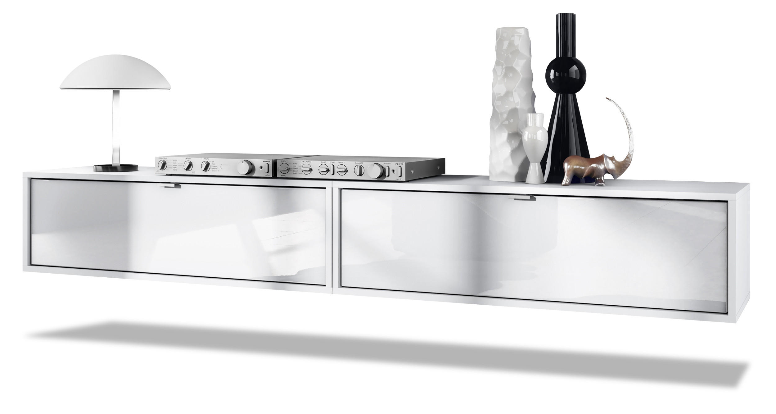 LOWBOARD Lana Fronten in Weiß Hochglanz - Weiß Hochglanz, Holzwerkstoff (100/29/37cm) - Vladon