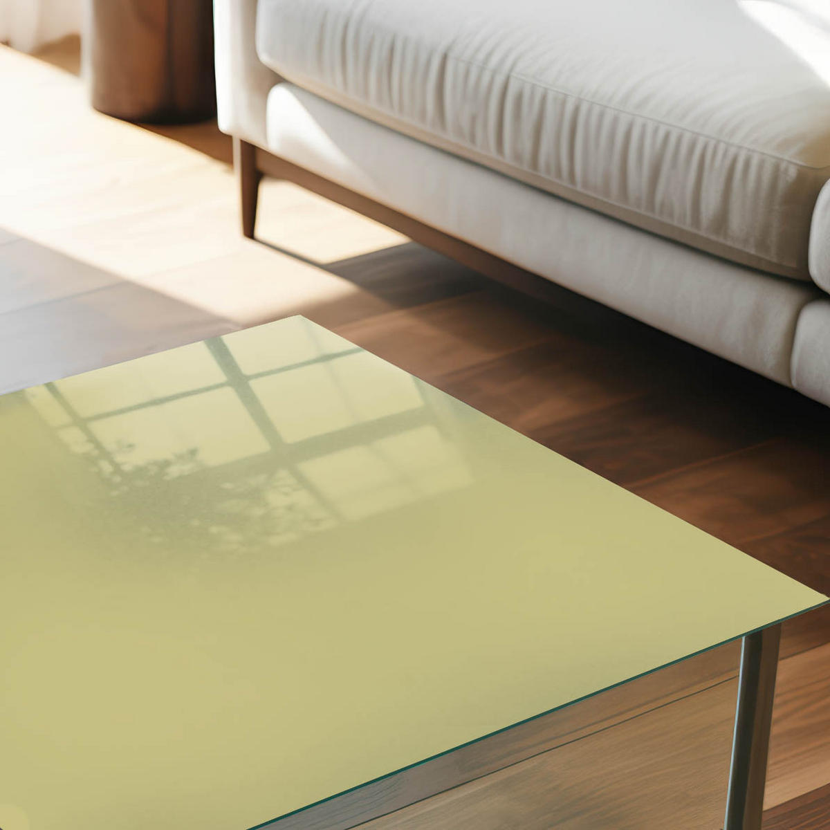 TISCHPLATTE 50x50 cm – Heller Senf - Türkis, Glas (50/50/0.4cm) - Wallfluent