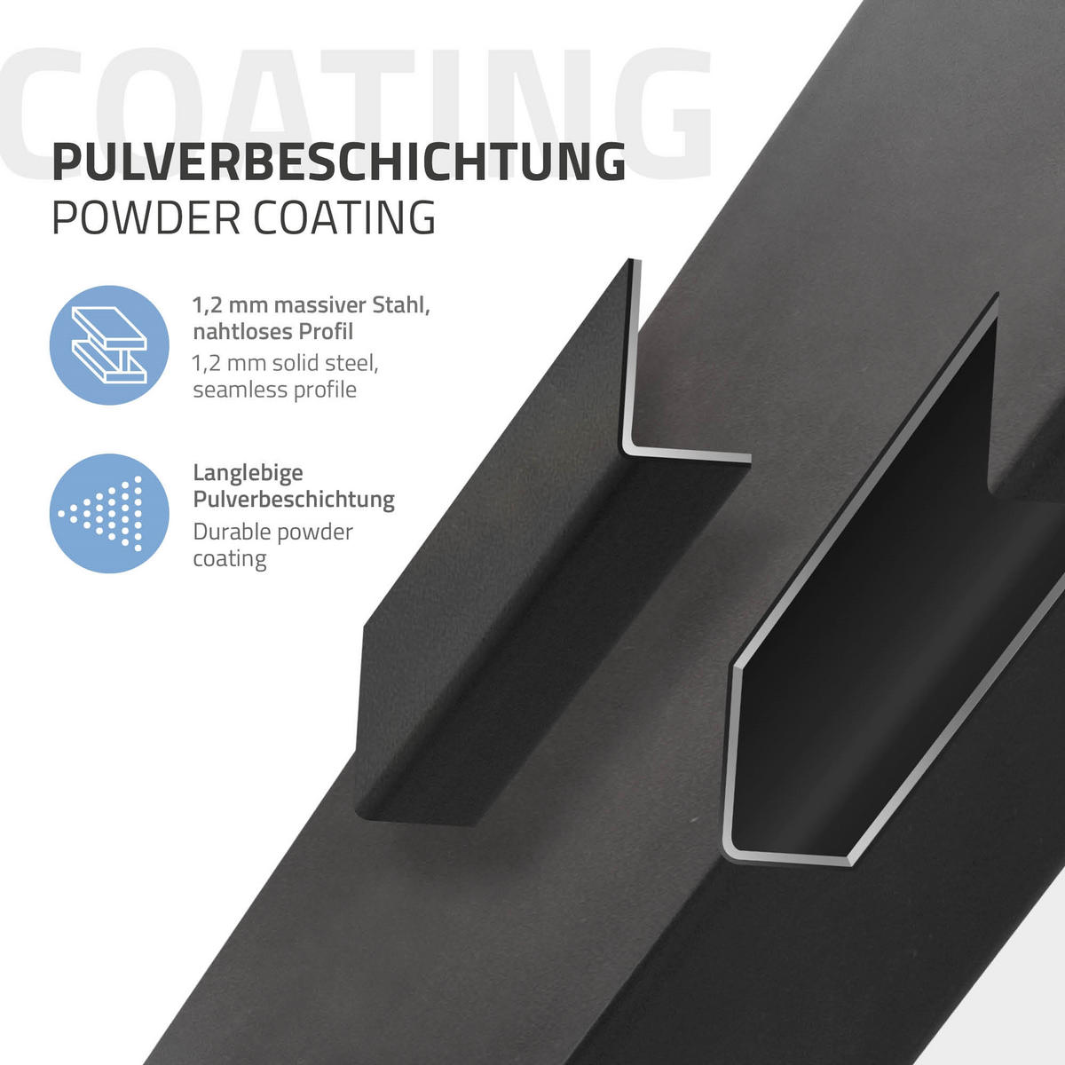 TISCHBEINE 4er Set I-96GRAD-Design H:42 cm Dunkelgrau 8x8 cm - Dunkelgrau, Metall (8/42/8cm) - ML-DESIGN