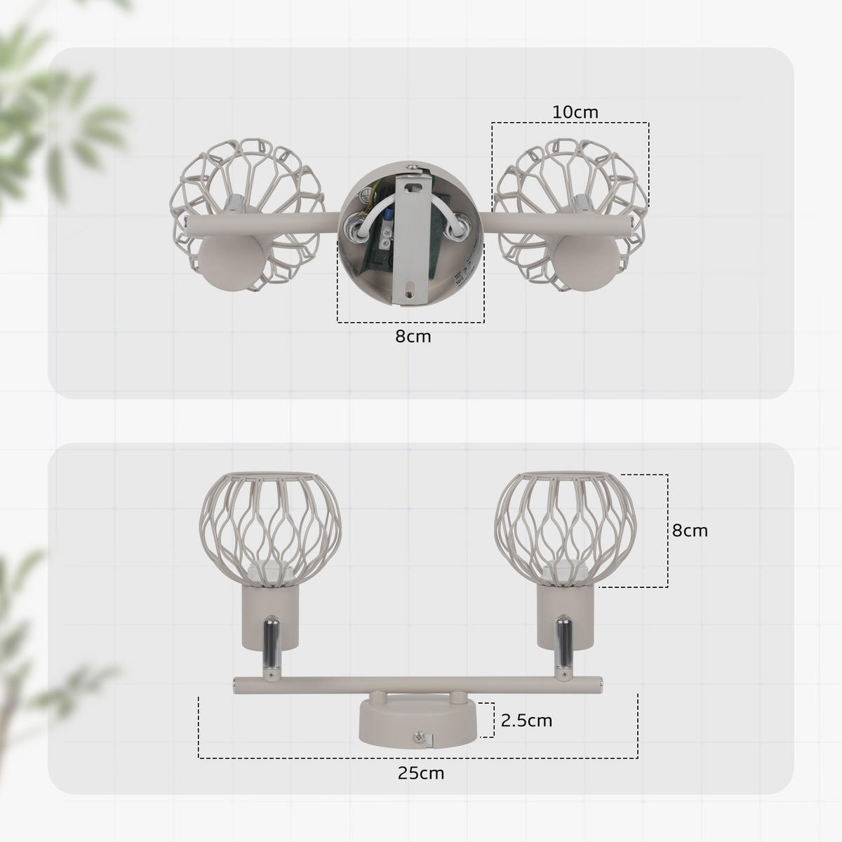 DECKENSTRAHLER Krythveth 25/10/18 cm - Grau, Metall (25/10/18cm) - ZMH