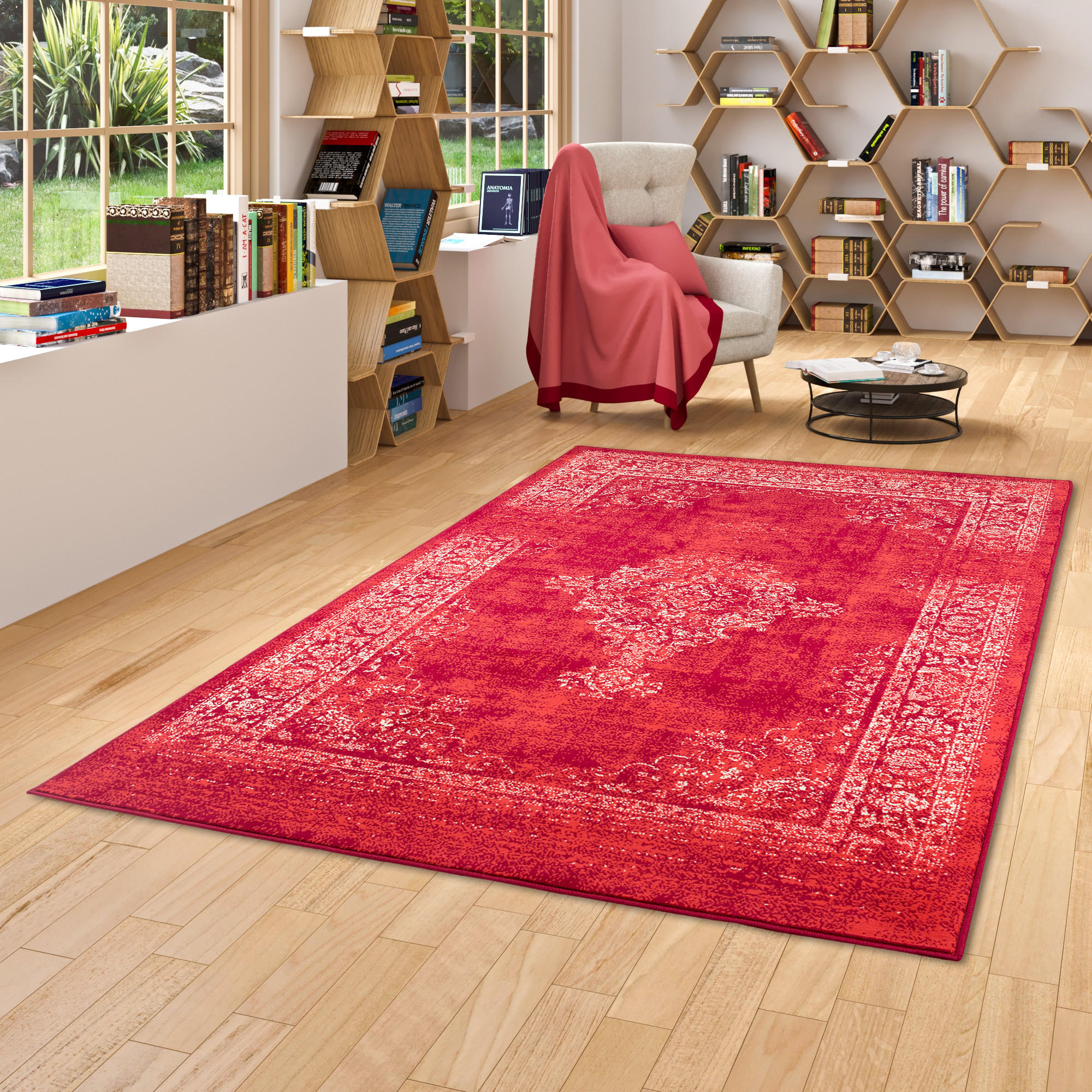 DESIGNER TEPPICH PASSION VINTAGE BORDÜRE - Rot, Textil (160/225cm) - Pergamon