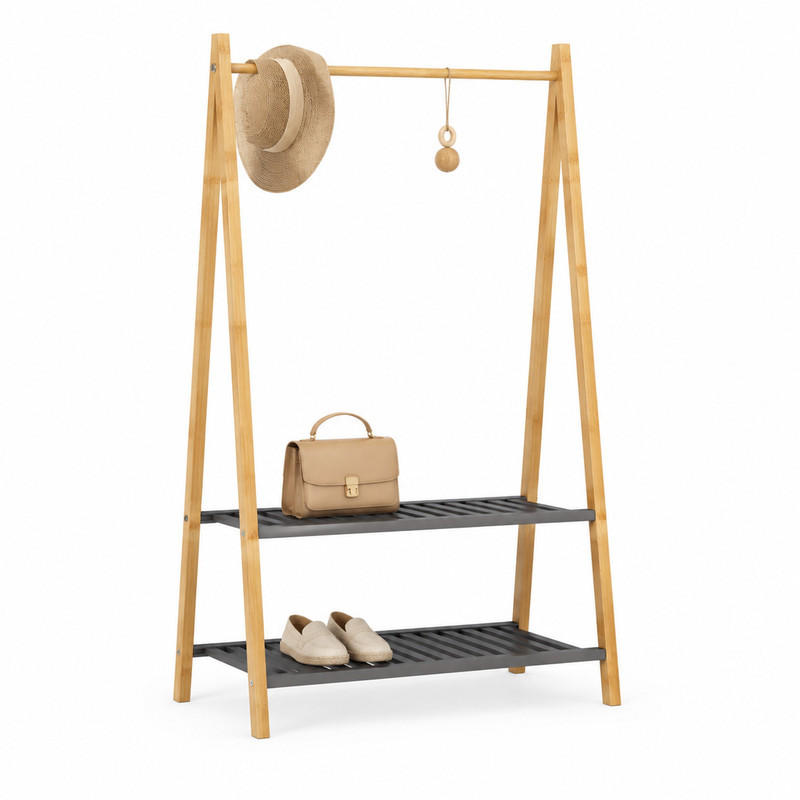 HOCHSCHRANK mit 2 offenen Fächern und Türen Bambus Natur - Braun, Holzwerkstoff (40/150/80cm) - Beauniv