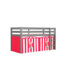 KINDERBETT Karolina 210x114x106 Massivholz Grau Textilset Zirkus - Rot/Grau, Holz (90/200cm) - 58aufmkessel