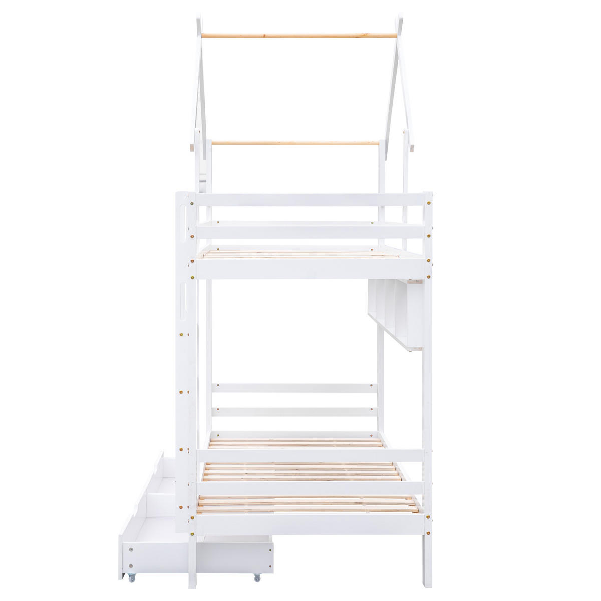 HAUSBETT Kiefer 90/200 cm Weiß - Weiß, Holz/Holzwerkstoff - Raumix