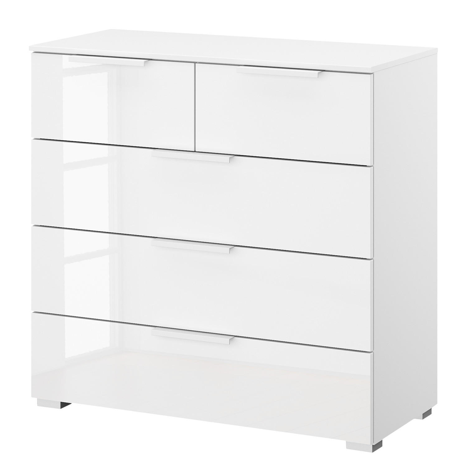 KOMMODE - 3 + 2 Schubladen - Weiß Hochglanz/Weiß, Holzwerkstoff (80/81/42cm) - home24