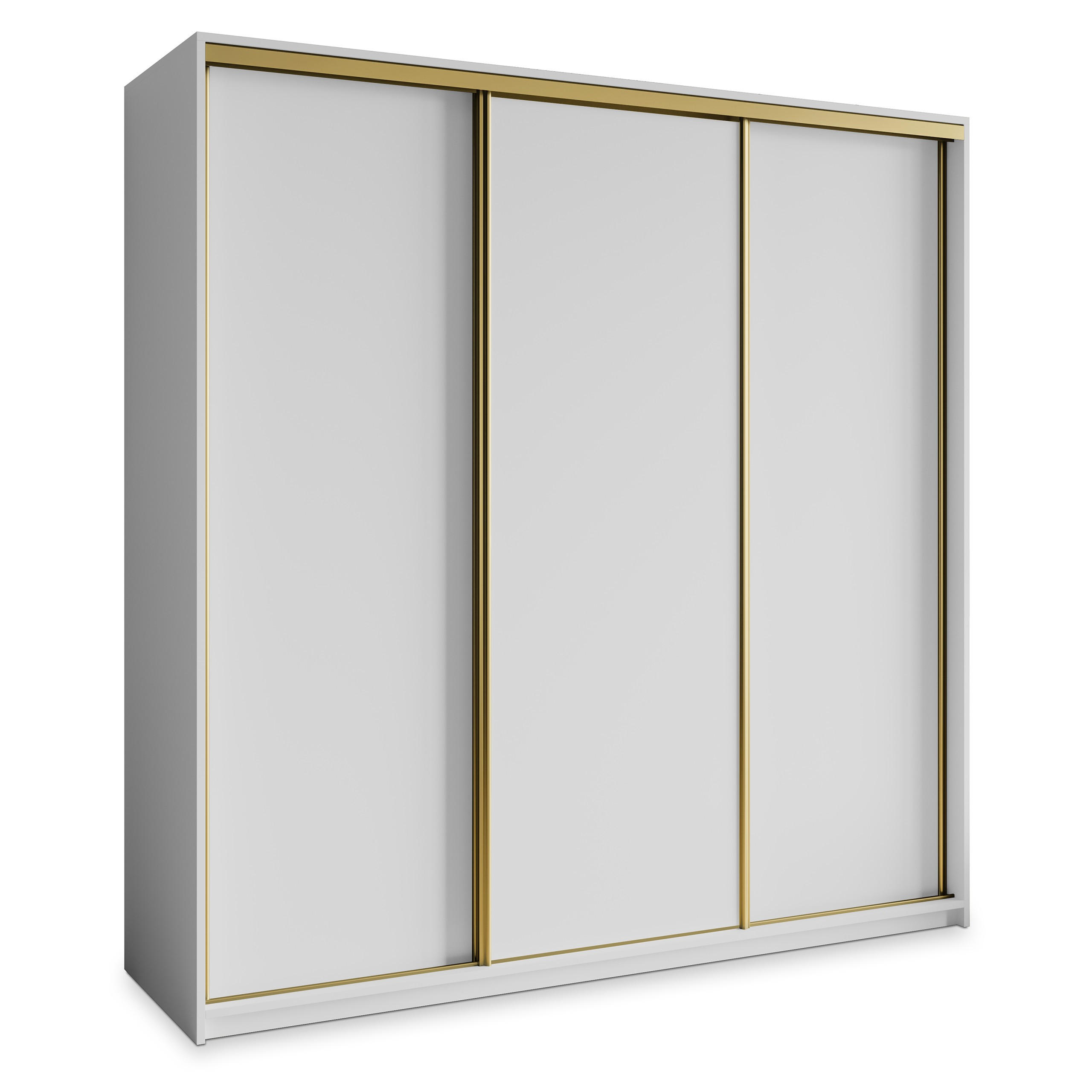 Masseno Schwebetürenschrank Weiß, Gold 180x205x60 cm