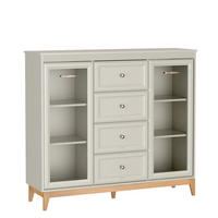 VITRINE Windsor Kaschmir, Breite Viertürige Vitrineschrank mit Schubladen - Kaschmir, Holzwerkstoff (142/126/41cm) - Bettso