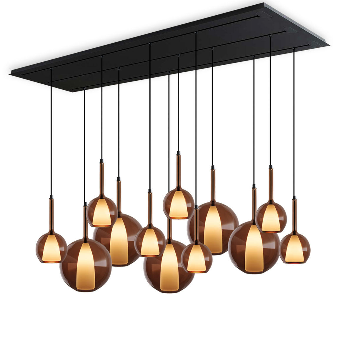 HÄNGELEUCHTE Belluna Braun Ø 14/24cm - Braun, Glas (24/24/45cm) - s.luce