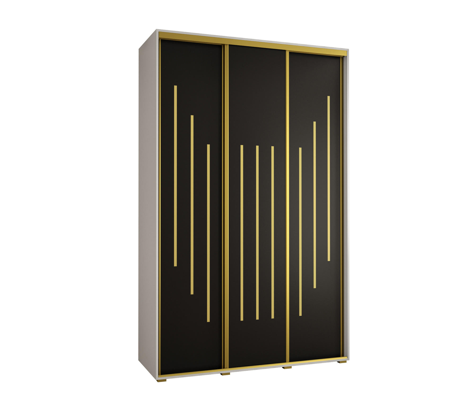 Abiks Möbel Schwebetürenschrank Weiß, Schwarz, Gold 160x235x60 cm