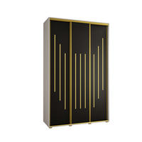 SCHWEBETÜRENSCHRANK 235,2/160/60 3-türig - Goldfarben/Schwarz, Holz/Metall (160/235/60cm) - Abiks Möbel