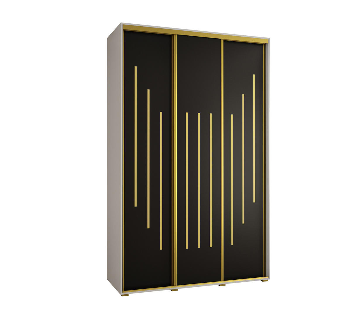 SCHWEBETÜRENSCHRANK 235,2/160/60 3-türig - Goldfarben/Schwarz, Holz/Metall (160/235/60cm) - Abiks Möbel