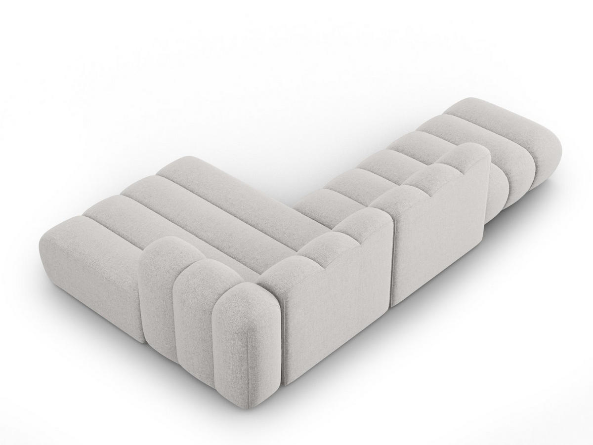 ECKSOFA modular rechts Lupine aus Chenille-Stoff hellgrau 5 Sitzplätze - Hellgrau, Textil (177/299cm) - Micadoni