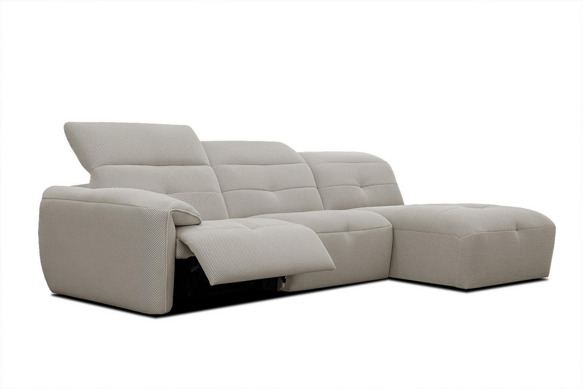 ECKSOFA TRENTO 4-Sitzer mit 1 Relaxfunktion, beige - Beige/Schwarz, Holzwerkstoff/Kunststoff (262/165cm) - Courtois Laville