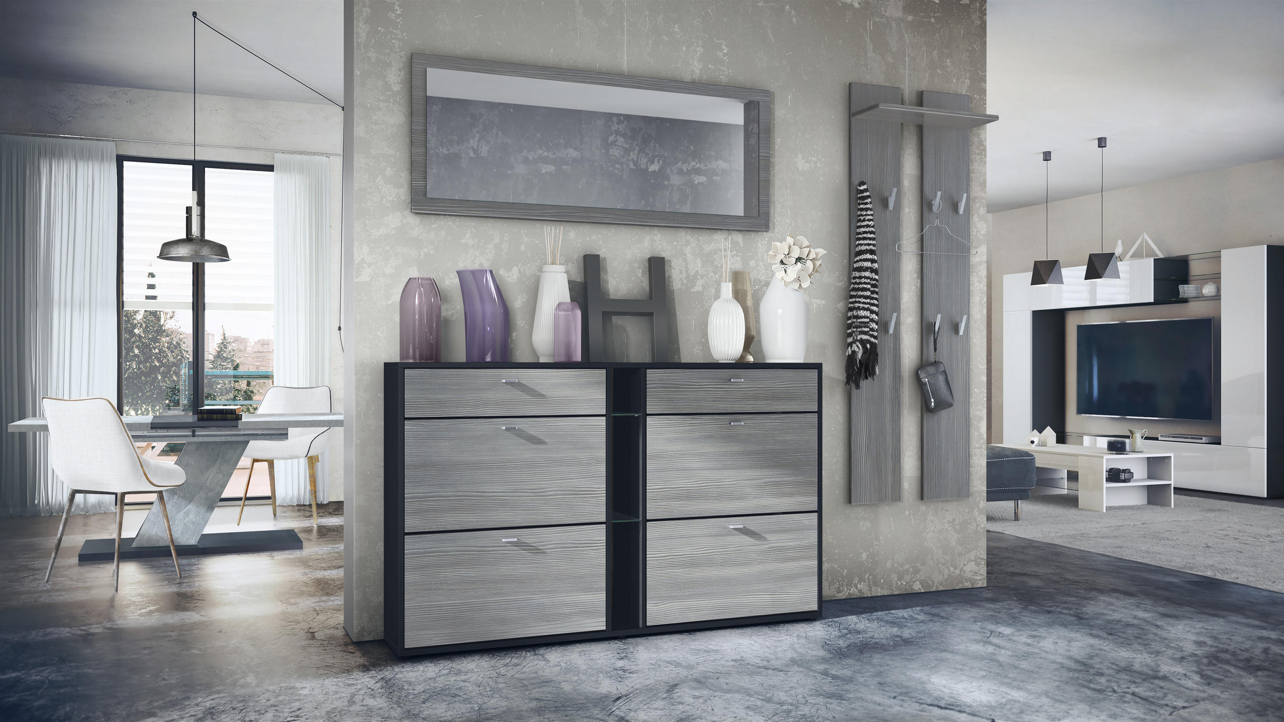 GARDEROBE Orlando Avola-Anthrazit - Anthrazit, Holzwerkstoff (215/210/28cm) - Vladon