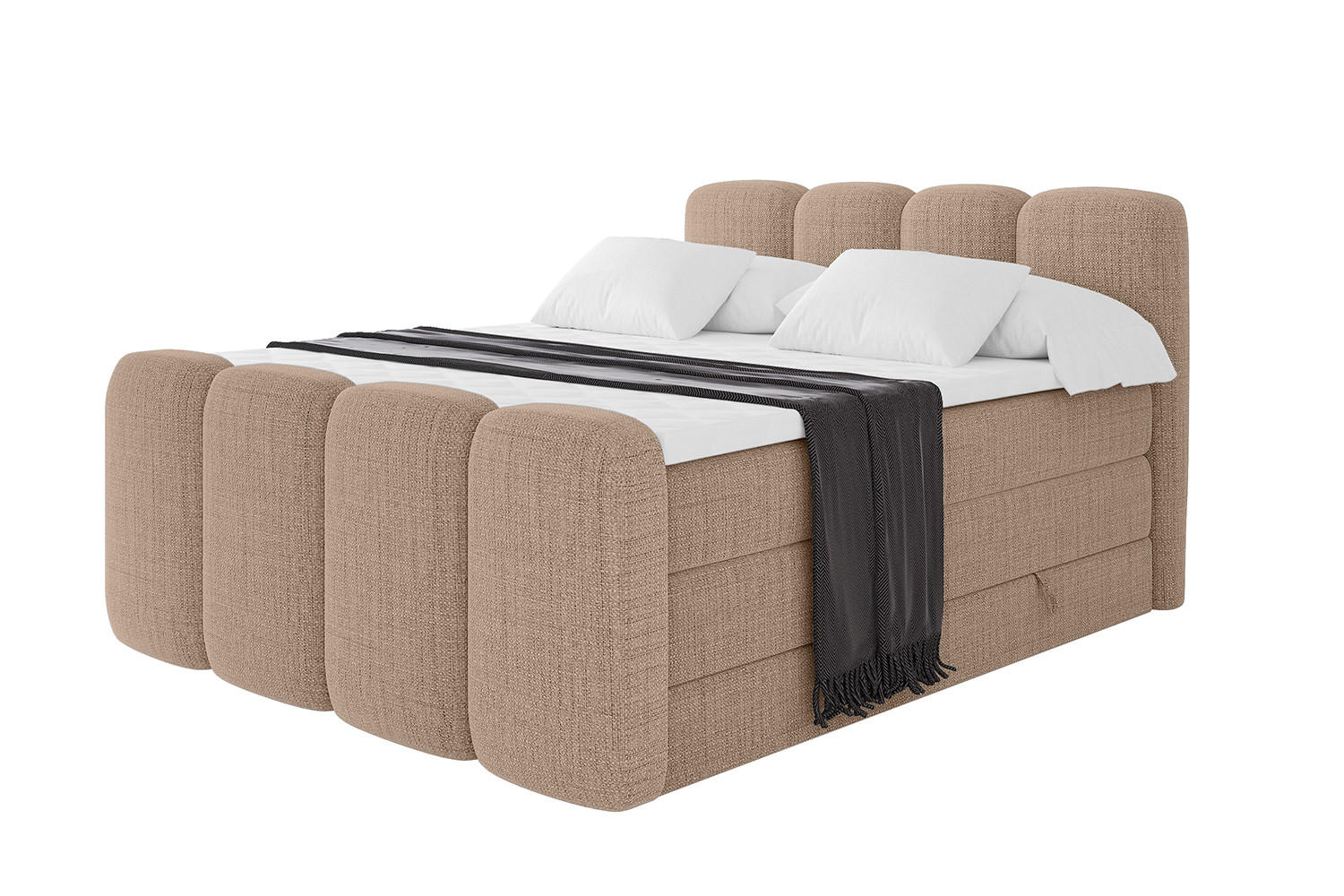 BOXBETT mit Matratze H3|H4 - NINA-Z KING - 160x200 cm - Dunkelbeige - Cappuccino, Holzwerkstoff (160/200cm) - ALTDECOR