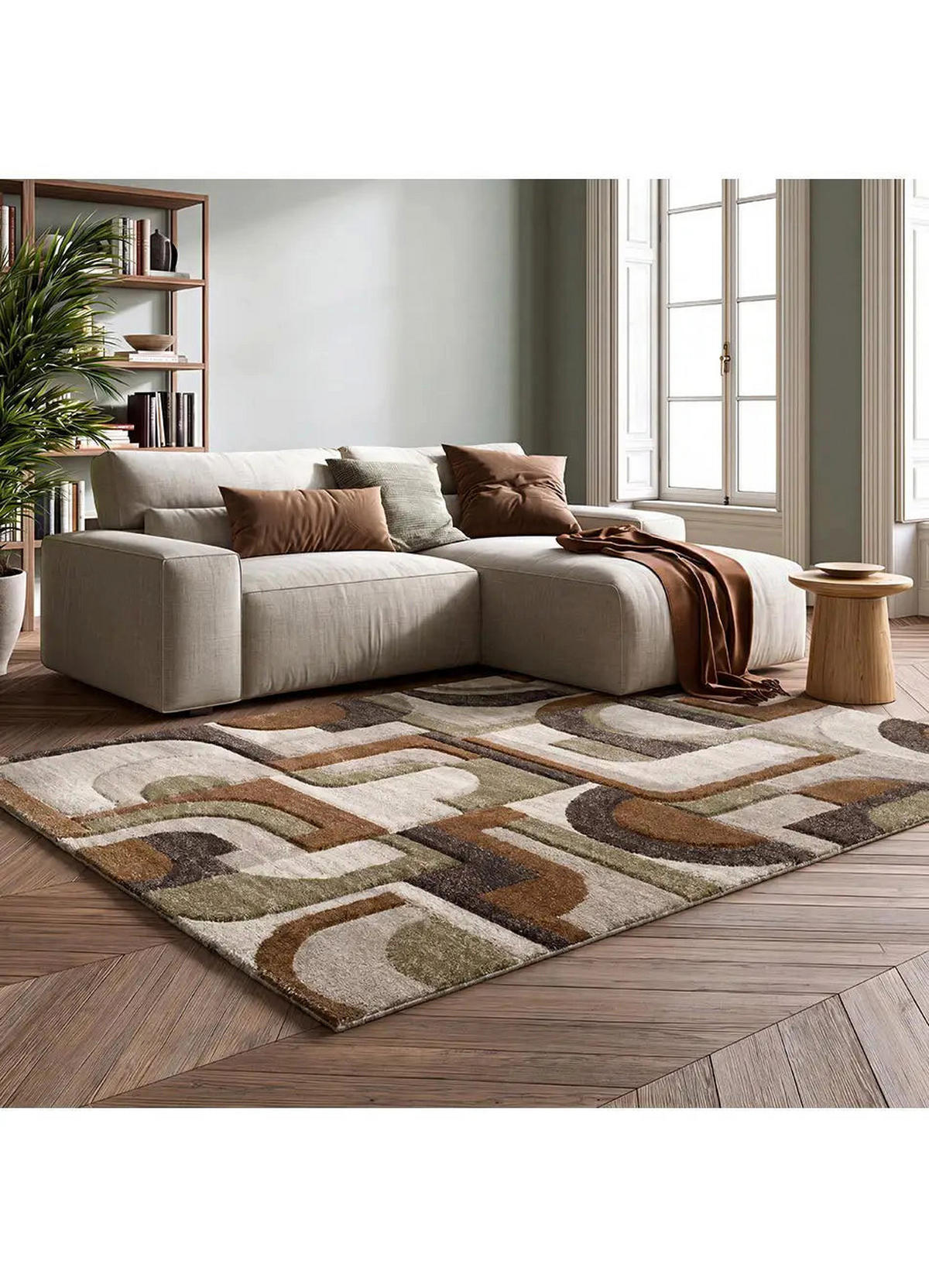 HOCHFLORTEPPICH Beige / Braun Teva 133/190 cm - Braun, Textil (133/190cm) - Atticgo