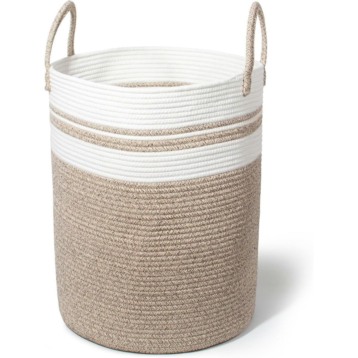 WÄSCHEKORB mit Henkel geflochten Braun2 38 x 50 CM - Multicolor, Textil (38/50/38cm)