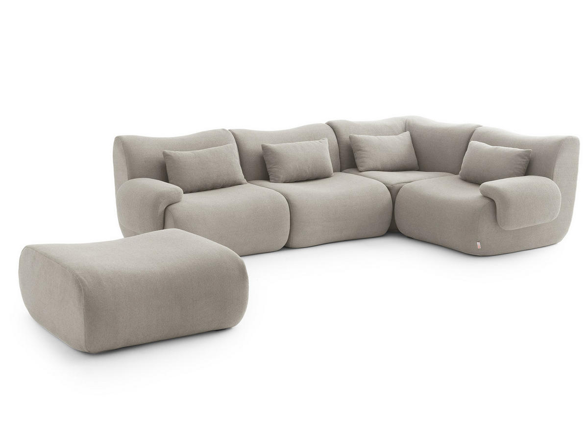 ECKSOFA Bouclé-Stoff Steinbeige - Greige, Textil (269/190cm) - MILYsofa