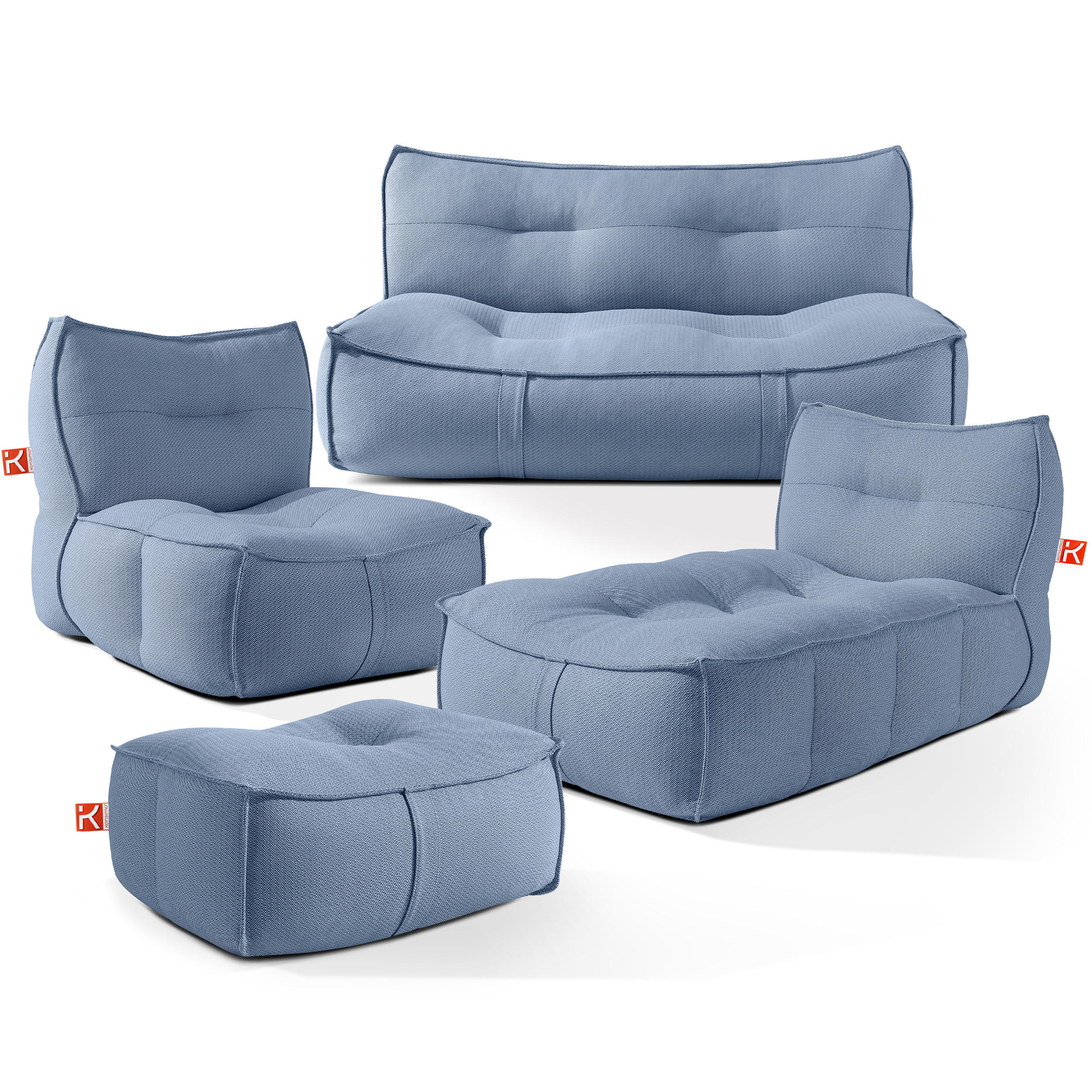 GARTENLOUNGE-SET LOVIA, Möbel-Set, Marineblau/Weiß - Dunkelblau, Textil - KONSIMO®