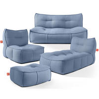 GARTENLOUNGE-SET LOVIA, Möbel-Set, Marineblau/Weiß - Dunkelblau, Textil - KONSIMO®