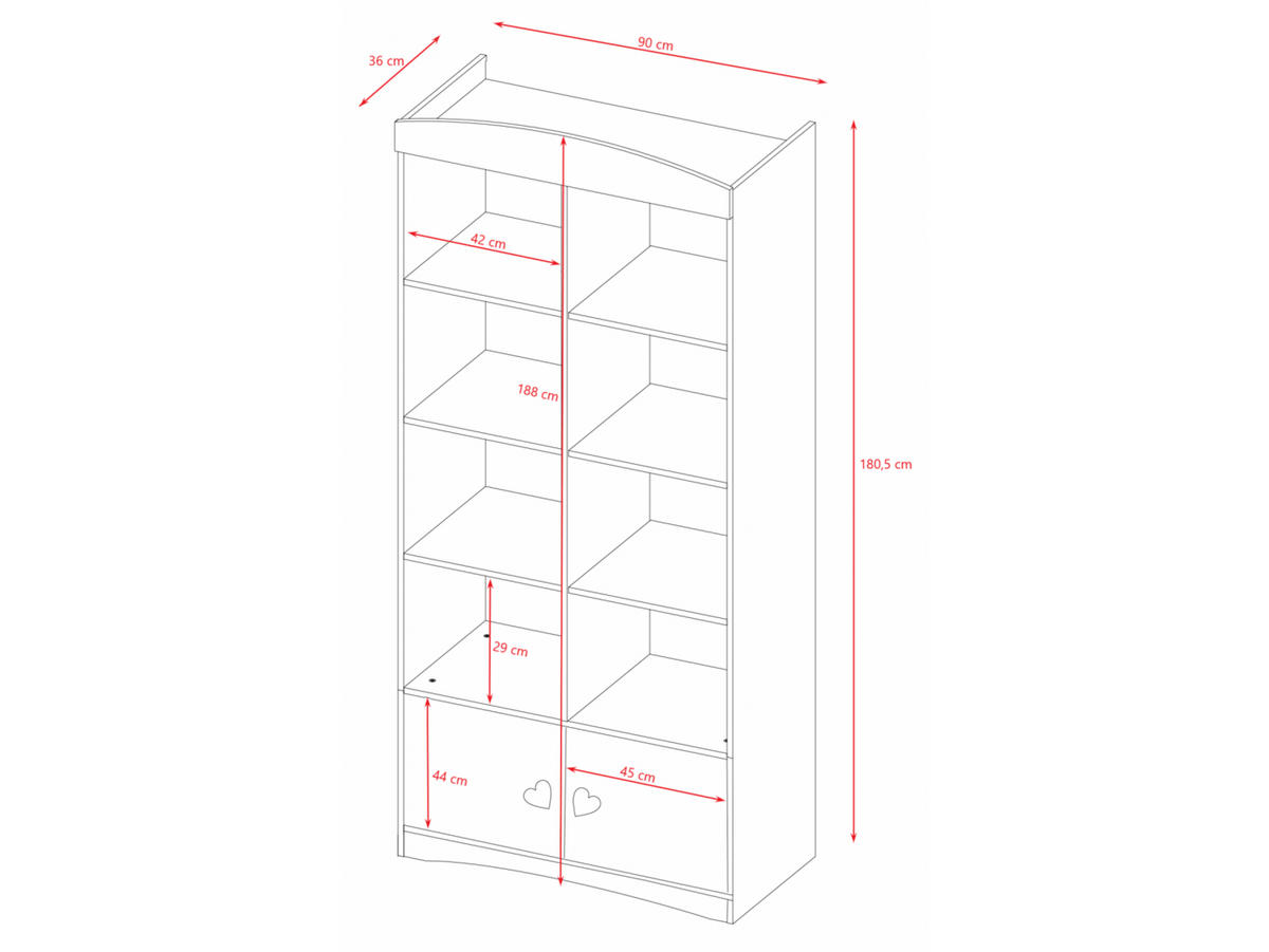 KNIHOVNA Bílá - bílá, kompozitní dřevo (90/188/34cm) - Petits-meubles