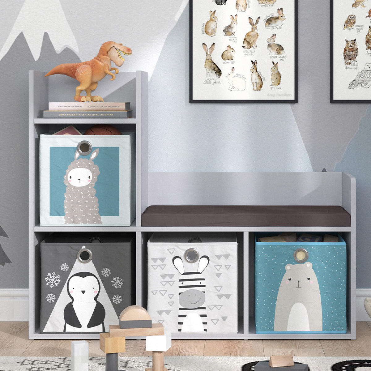 DĚTSKÁ POLICE Luigi Šedá - šedá, kompozitní dřevo (107.2/88.6/30.9cm) - Vicco