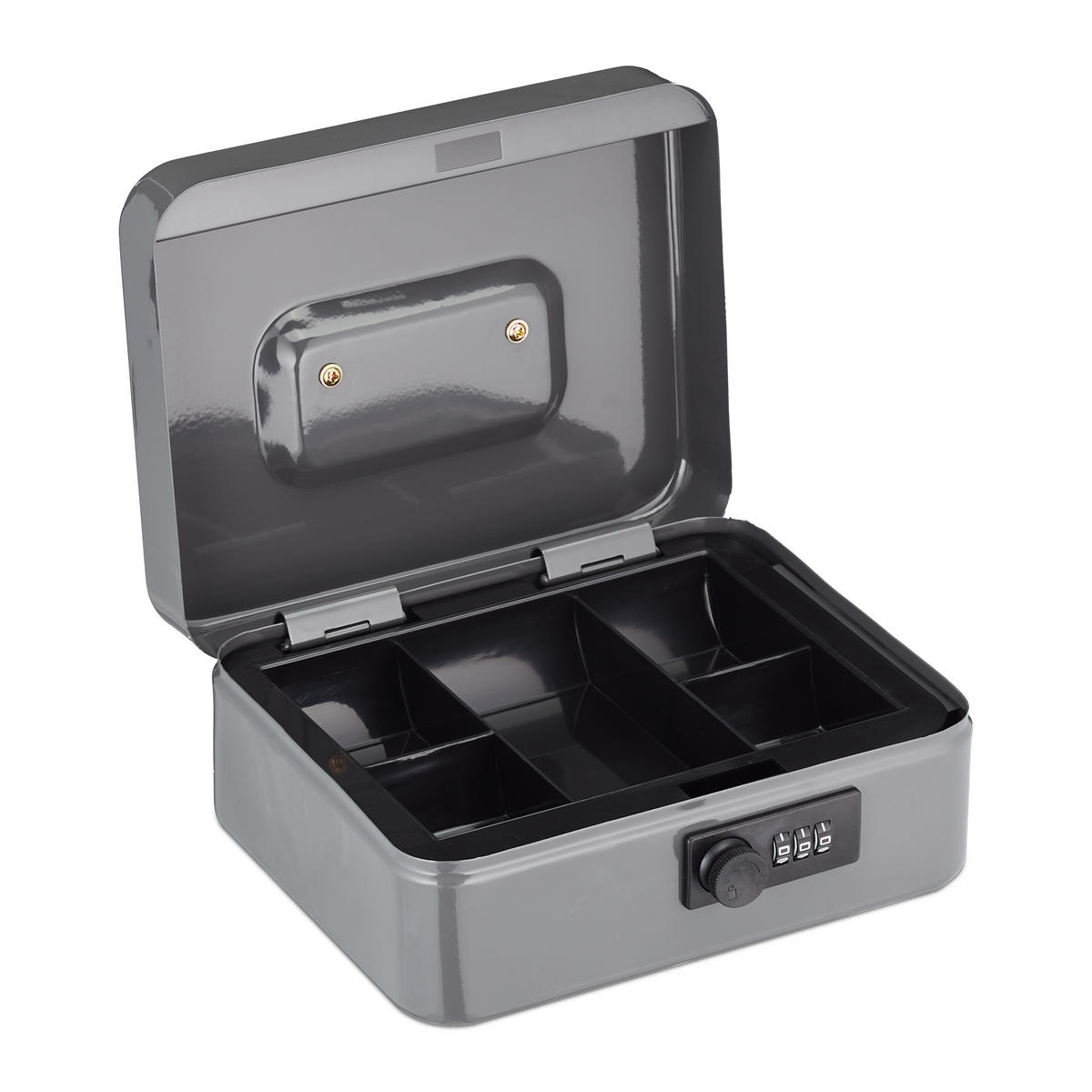 GELDKASSETTE - Grau, Kunststoff/Metall (20/8.5/17cm) - Relaxdays