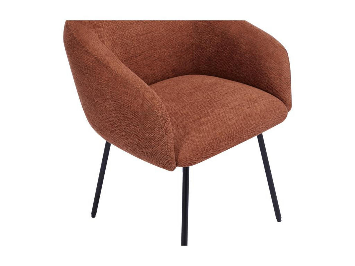 STUHL mit Armlehnen 2er-Set - Strukturstoff & schwarzes Metall - Terracotta - NISTOSIA - Braun, Textil (62/78/61cm) - Vente-Unique