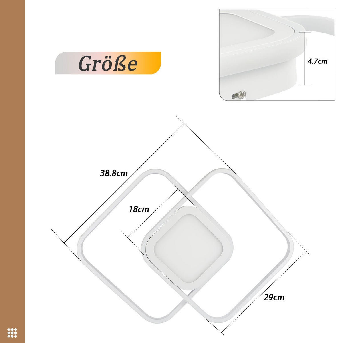 LED-DECKENLEUCHTE Carro 39/39/5 cm - Weiß, Metall (39/39/5cm) - Nettlife