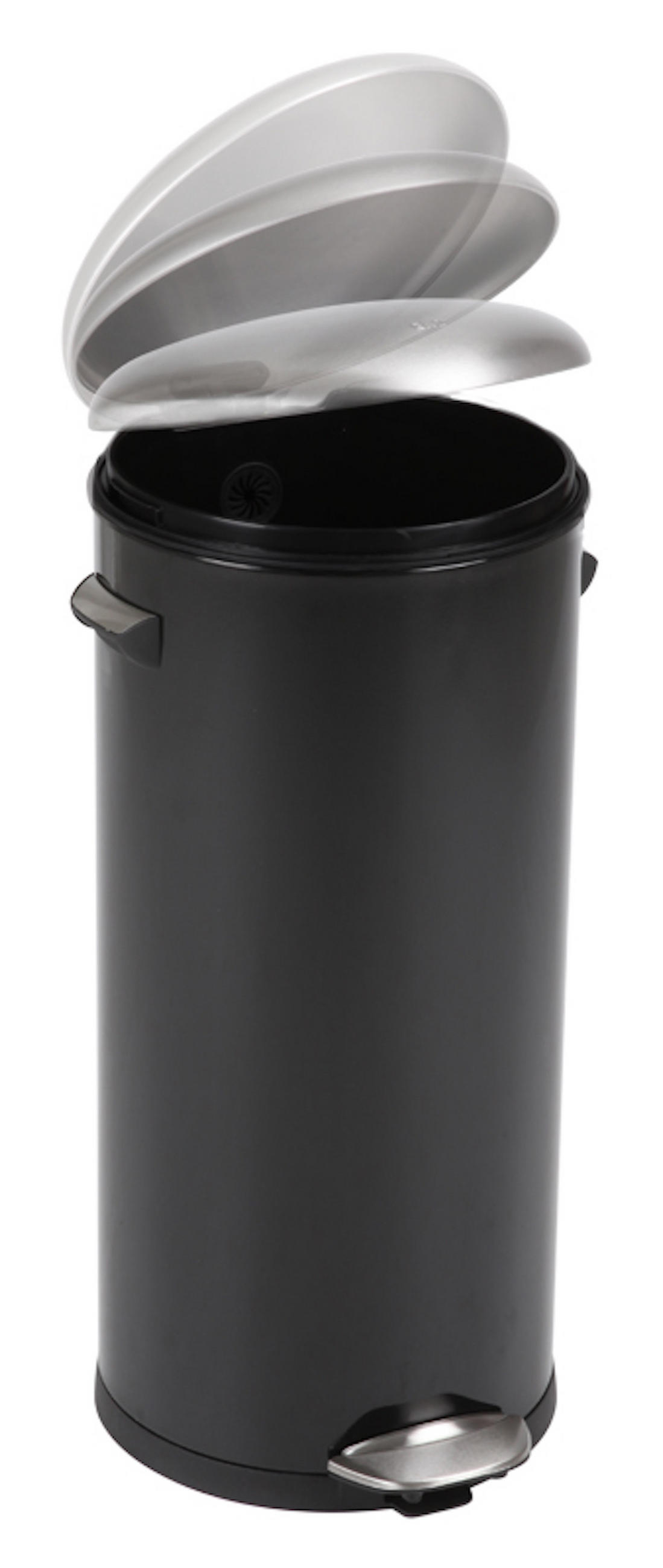MÜLLEIMER Retro Mit Markanten Griffen und Kugelkappe 30 Liter 68,5 x 29,2 cm Kunststoff Inneneimer Schwarz - Schwarz, Metall (33.8/68.5/37.9cm) - PROREGAL