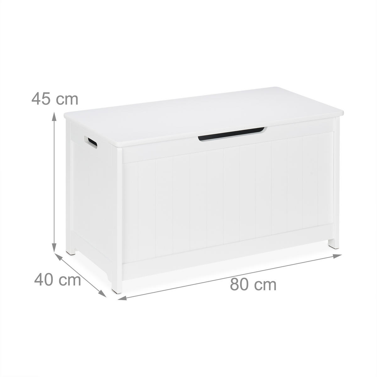 TRUHLA Bílá úložná s víkem MDF - bílá, kompozitní dřevo (80/40cm) - Relaxdays