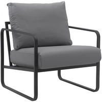 SESSEL Lederlook grau - Schwarz/Grau, Textil/Metall (70/82/74cm) - CLP
