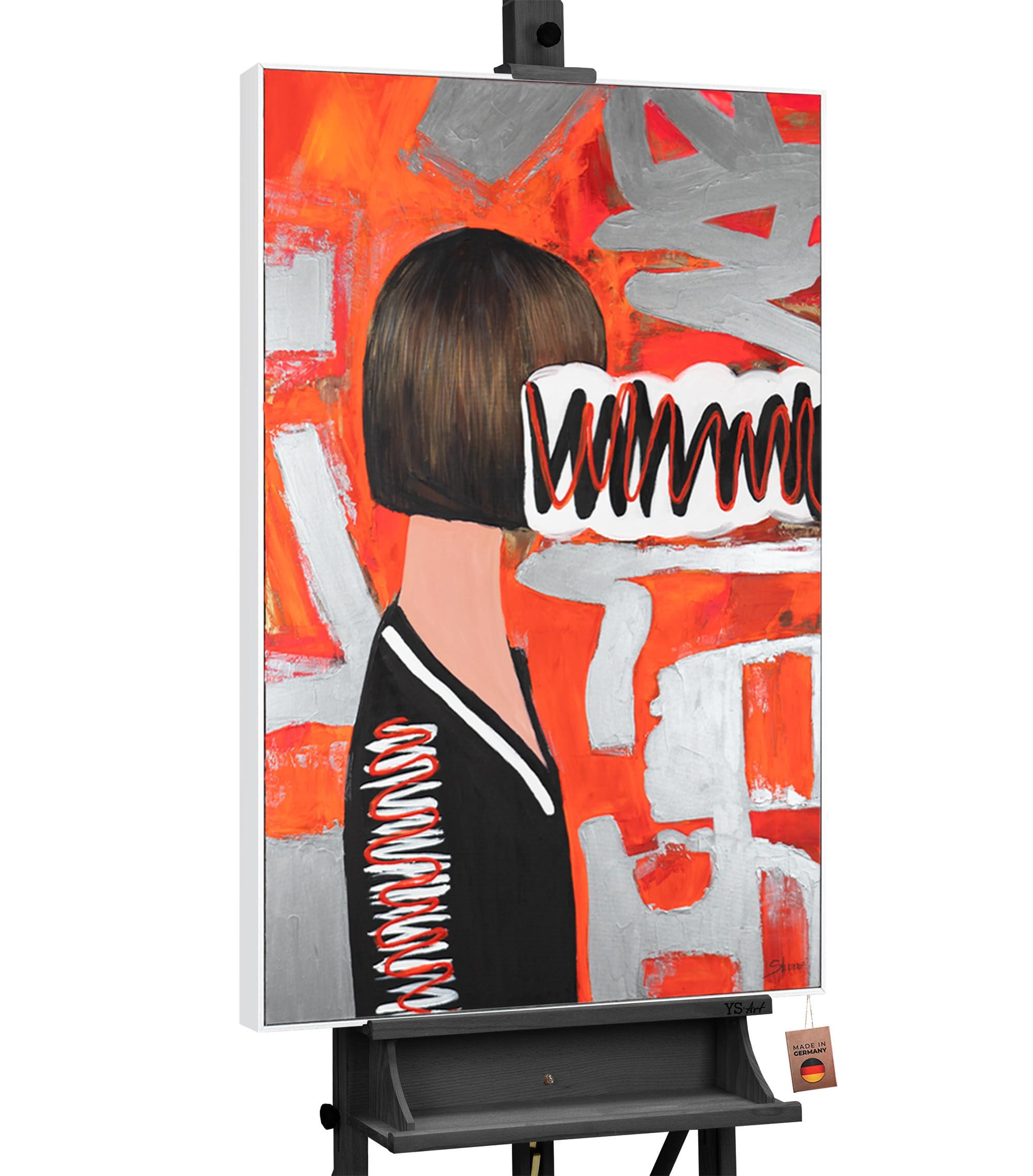 GEMÄLDE Abstrakte Emotion Schattenfugenrahmen Weiß 120x80 cm - Weiß, Holz (120/80cm) - YS-art gallery