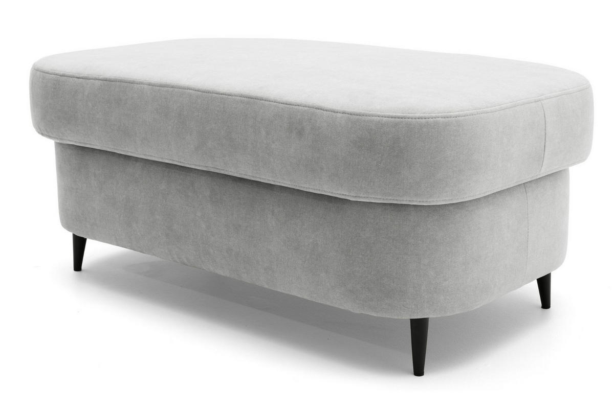 POUF PRIAM 104 x 60 cm Velours Grau - Schwarz/Grau, Holz/Textil (104/43/60cm) - Muffo