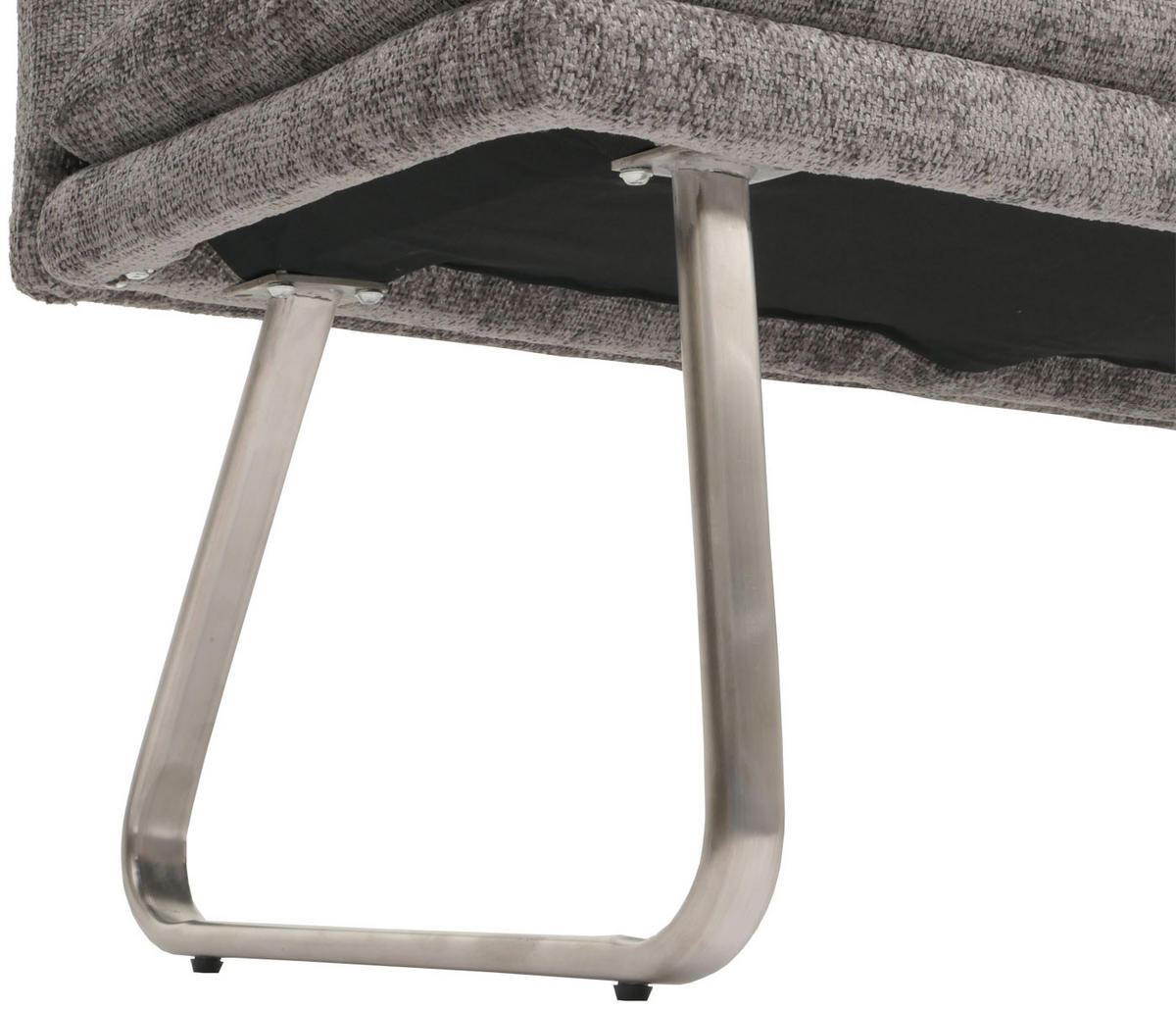 SITZBANK 93x180x58cm Sitzhöhe 51cm Lehne Stoff/Textil Chenille Edelstahl gebürstet 180cm Dunkelgrau - Dunkelgrau, Textil (180/93/58cm) - BERLINLODGE