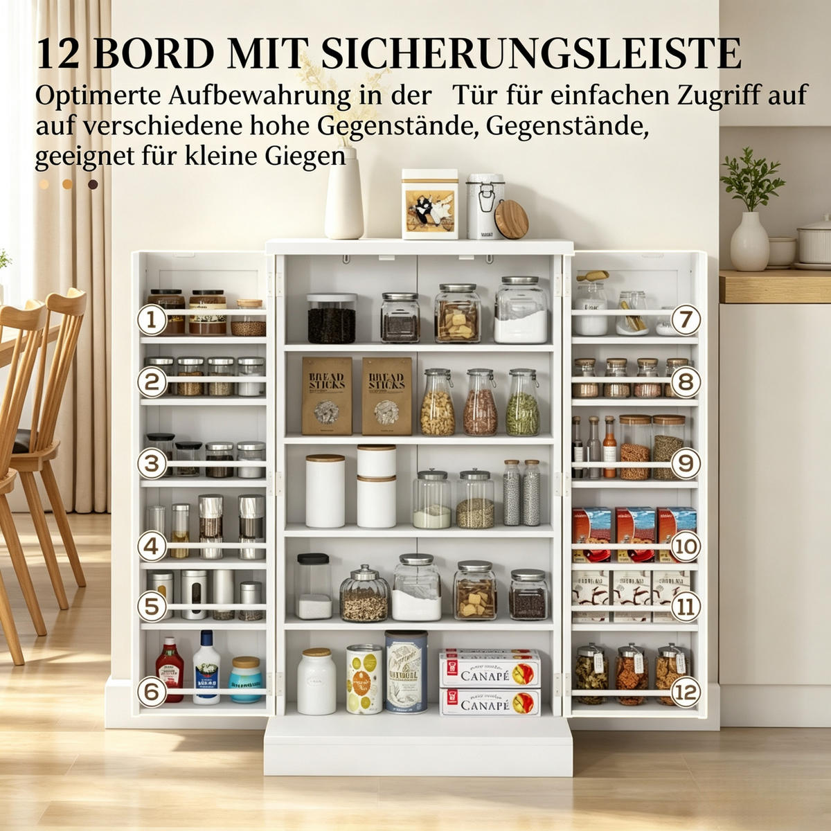HIGHBOARD DE-38818 60/30/104 cm 5 Hauptfächer und Türregale Weiß - Weiß, Holzwerkstoff (60/104/30cm) - ComfortXL