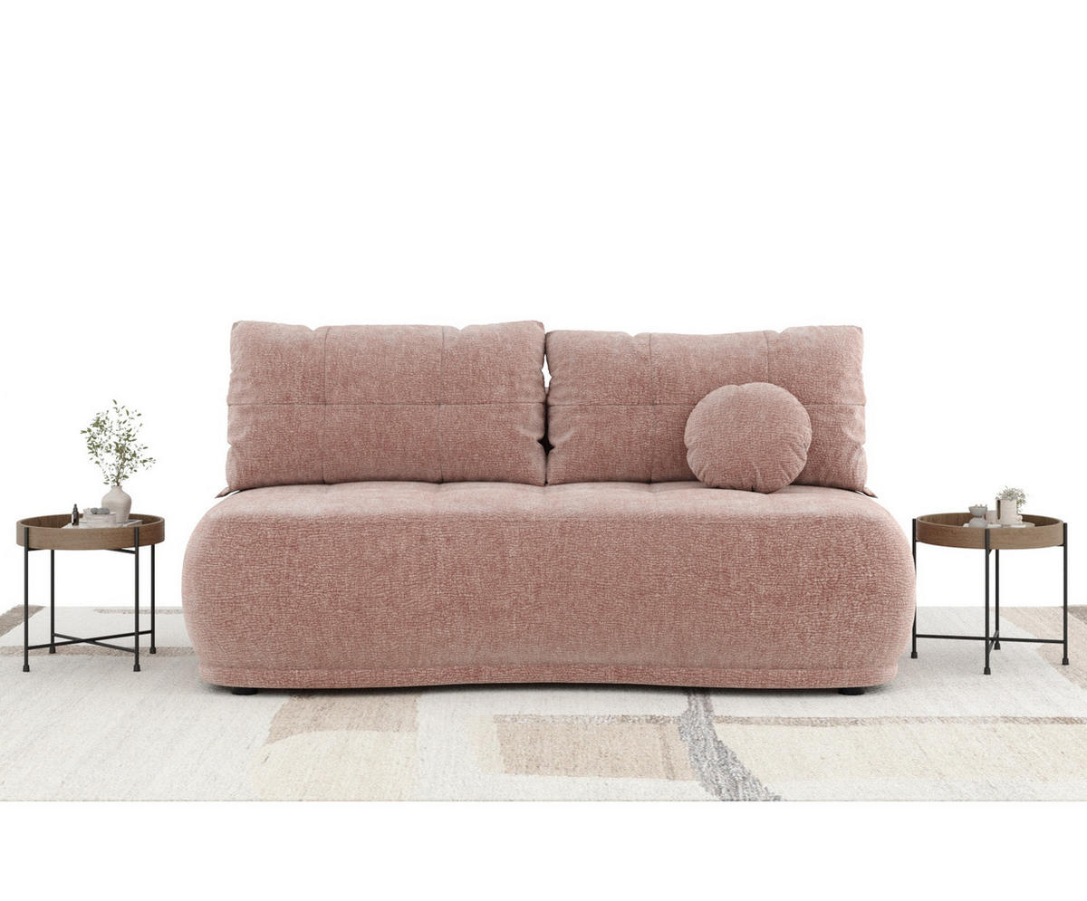 SCHLAFSOFA Cirrus Rosa Chenille - Schwarz/Rosa, Holz/Holzwerkstoff (206/95/105cm) - Maison de Reve
