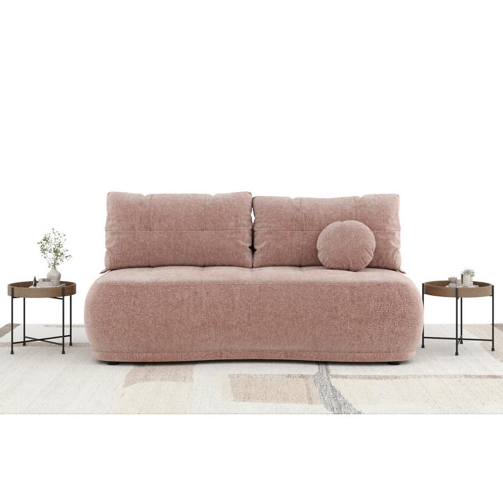 Thumbnail - Maison de Reve Schlafsofa, Rosa, Textil, 3-Sitzer, Füllung: Schaumstoff, Rundrohr, 206x95x105 cm, Oeko-Tex® Standard 100...
