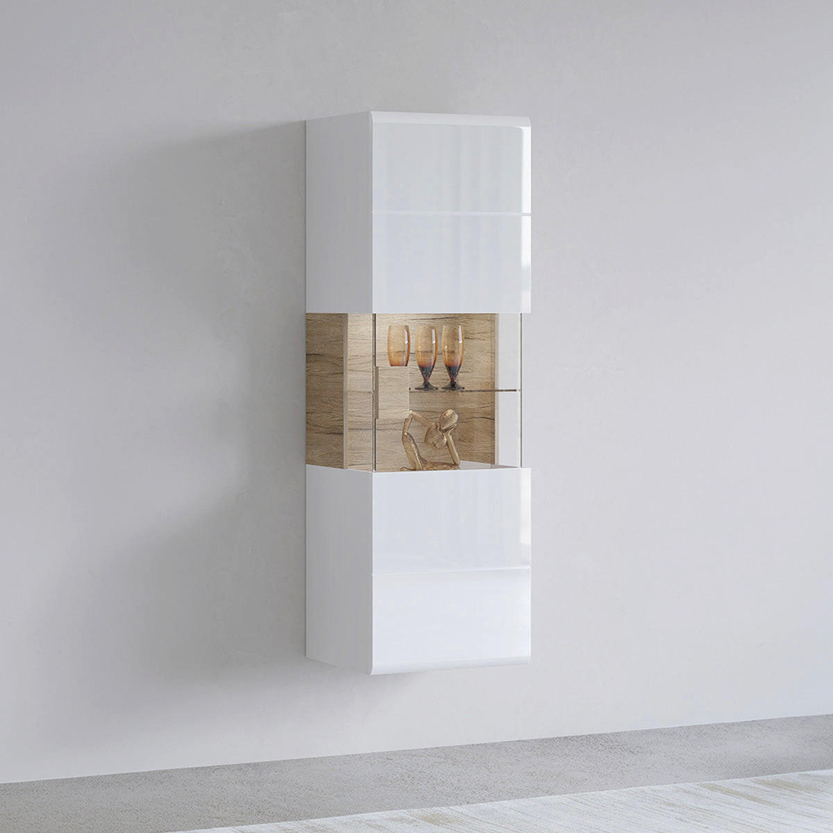 VITRINE Jules Weiß und Holz - Weiß, Holzwerkstoff (53/159/39cm) - Petits-meubles