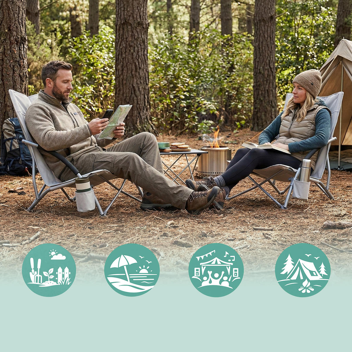 STOLICA - siva, tekstil/metal (55/67/58cm) - Relaxdays