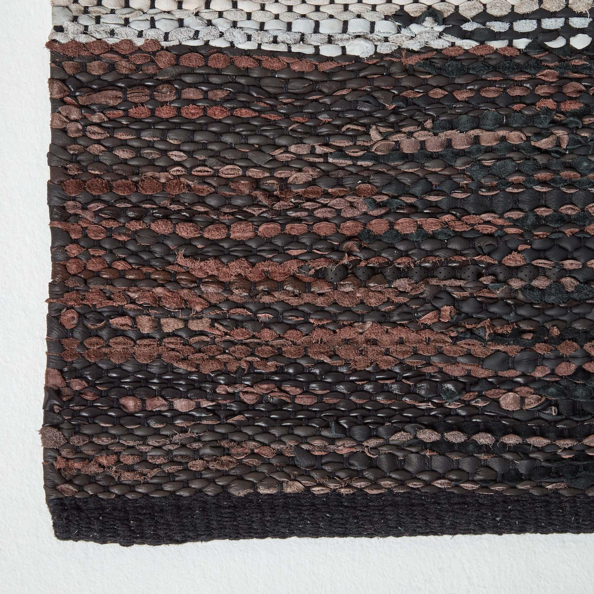 LEDERTEPPICH-LÄUFER gewebt mit abstraktem Muster 66/200 cm - Multicolor, Leder (66/200cm) - Homescapes