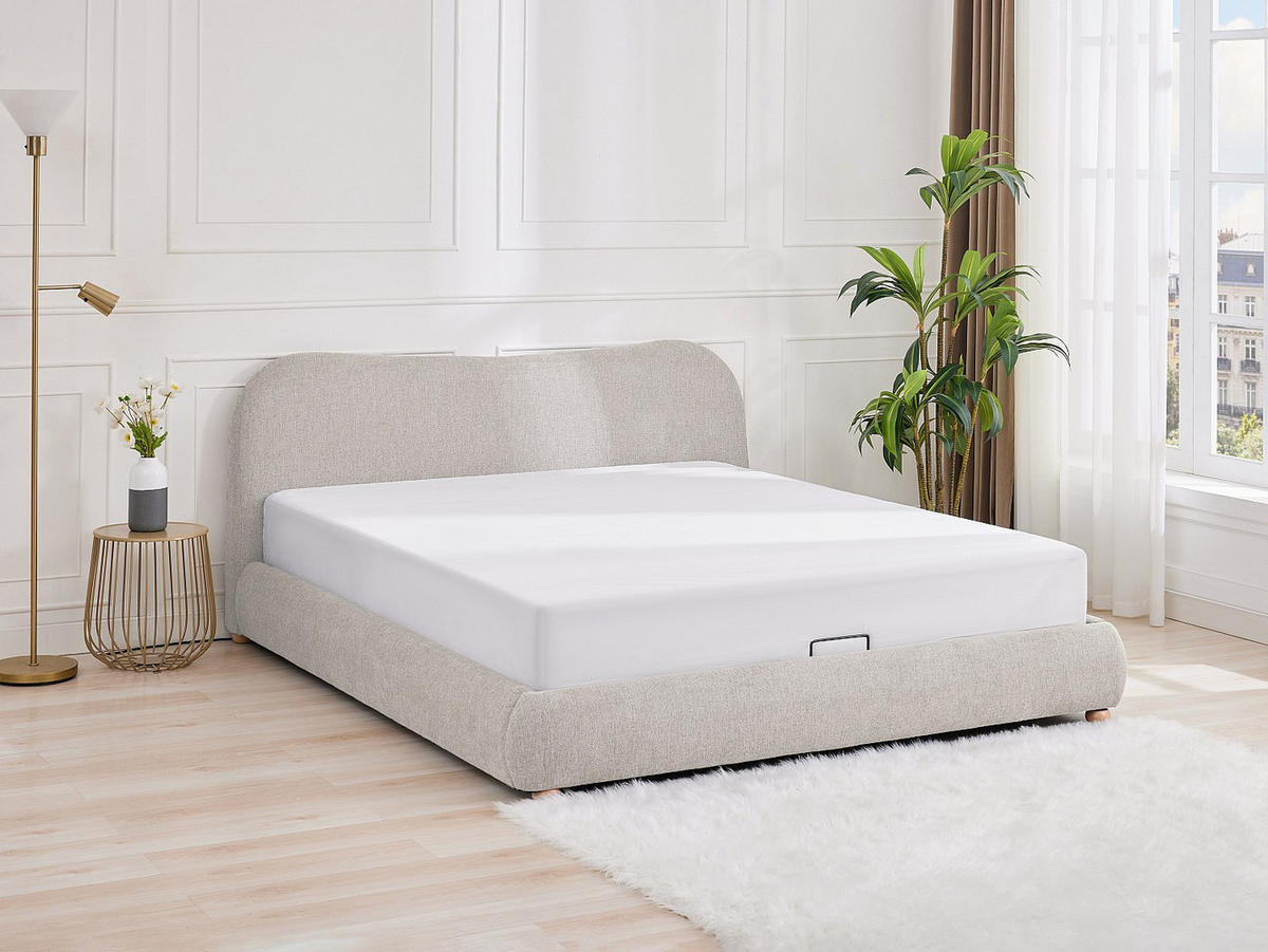 BETT mit Bettkasten - 2 Personen - Stoff - Beige - - Beige, Textil (180/200cm) - Vente-Unique