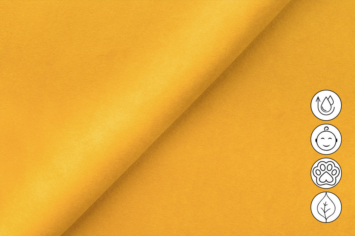 SOFA RELAX AVENA 3-Sitzer, gelber Veloursstoff - Gelb/Schwarz, Holz/Textil (204/80/108cm) - Wozimo