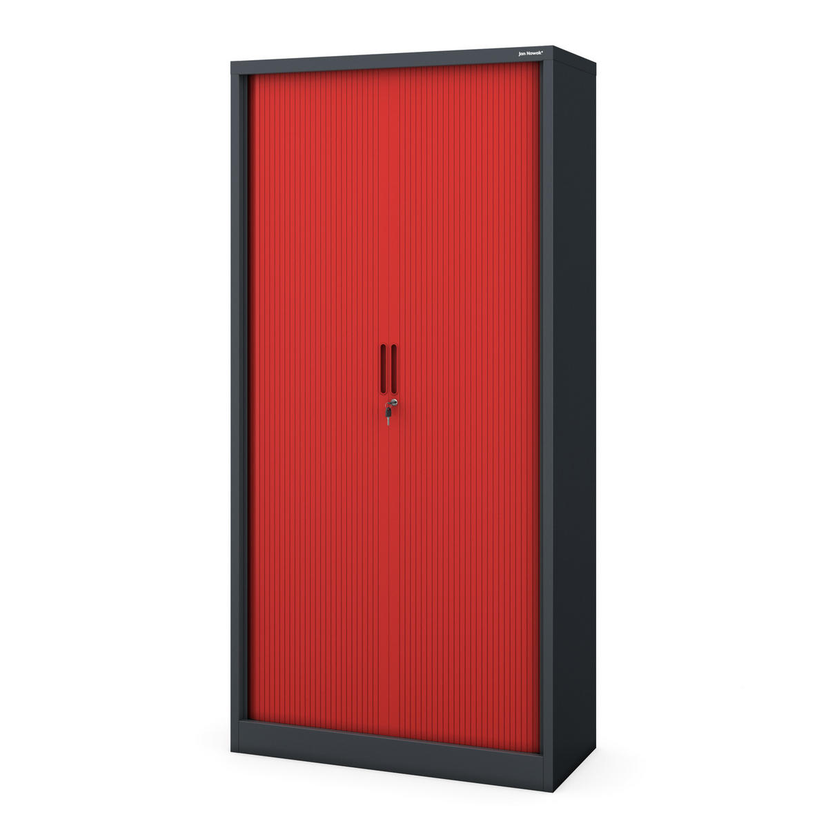 ROLLADENSCHRANK DAMIAN - Anthrazit/Rot, Metall (90/185/45cm) - Jan Nowak