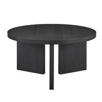 COUCHTISCH rund mit Rillenstruktur Walnussbraun 80/80/42 cm - Schwarz, Holzwerkstoff (80/80/42cm)