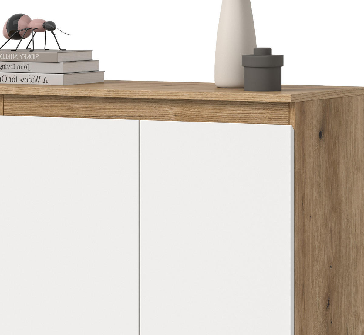 KOMMODE weiß, Evoke Eiche 105 x 11 cm, Anrichte mit 10 Fächern - Eichefarben/Schwarz, Holzwerkstoff/Kunststoff (105/111/37cm) - Inn.Furn