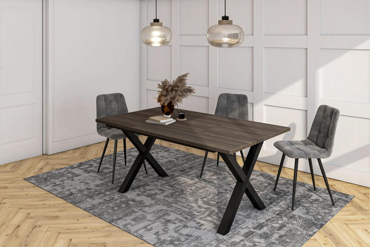 ESSZIMMERTISCH, Dunkler Eiche, 167/90/74 cm - Dunkelbraun/Schwarz, Holzwerkstoff (167/90/74cm) - Skraut Home